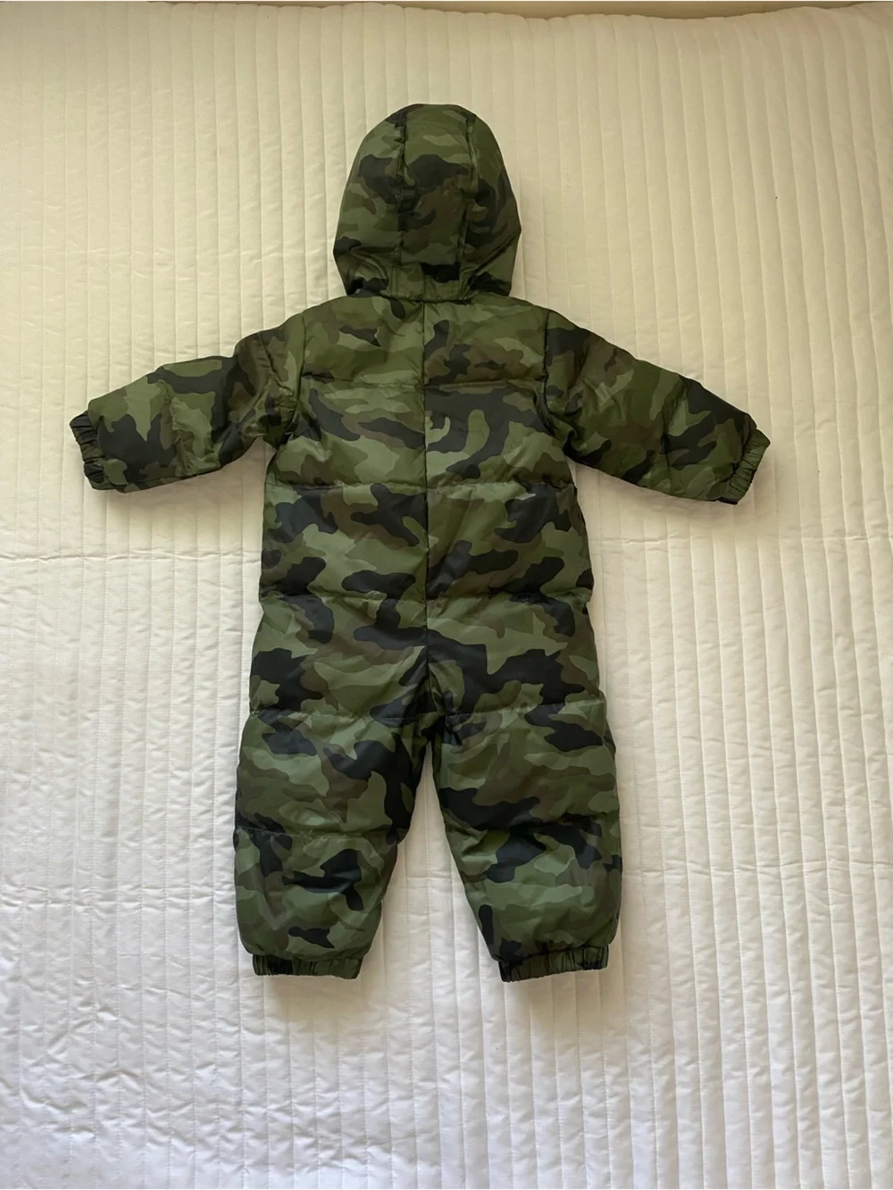 GAP Hooded Down Camo One-Piece Snowsuit - Olive, Dark Green & Black